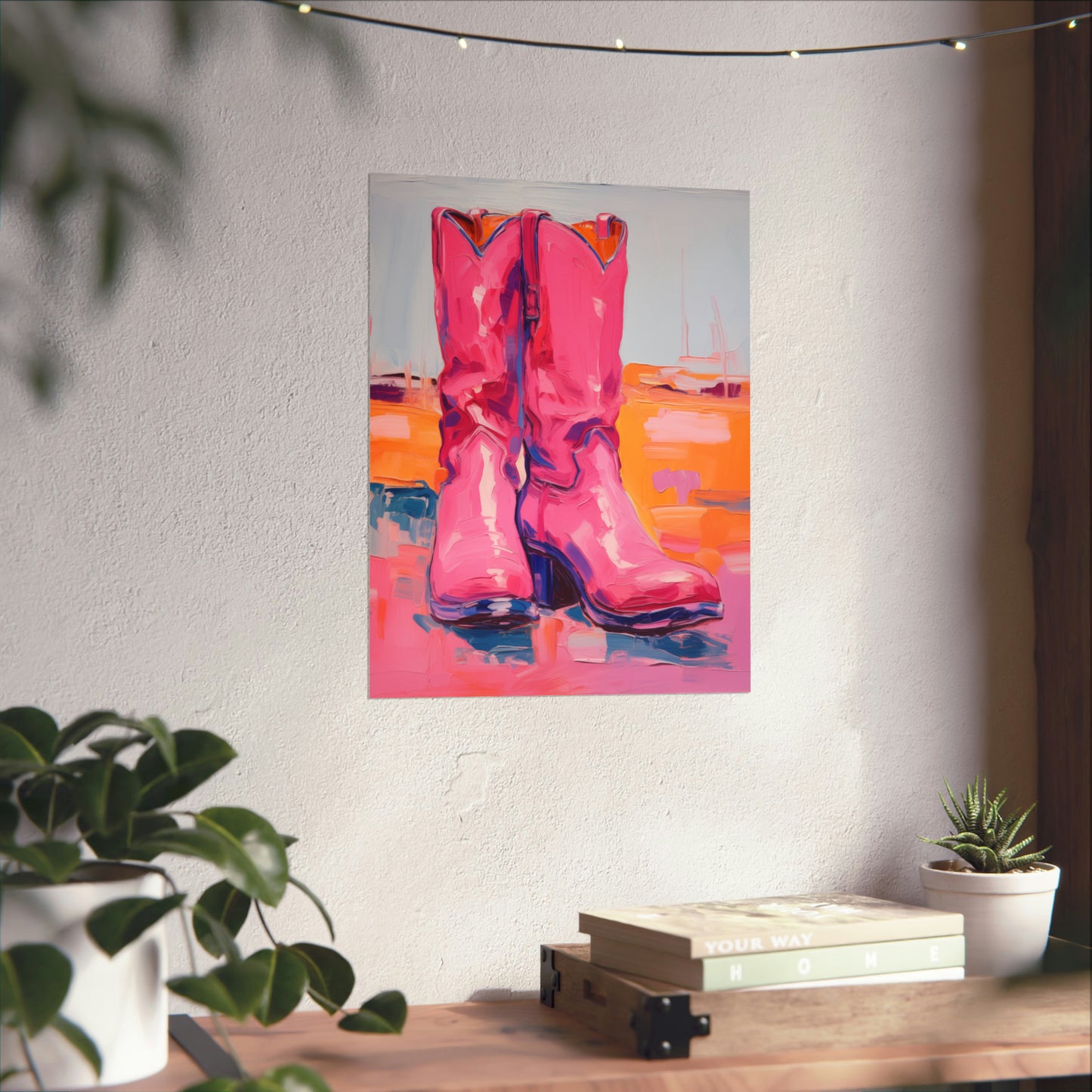 Bohemian Bliss: Hot Pink Cowgirl Boots | Poster
