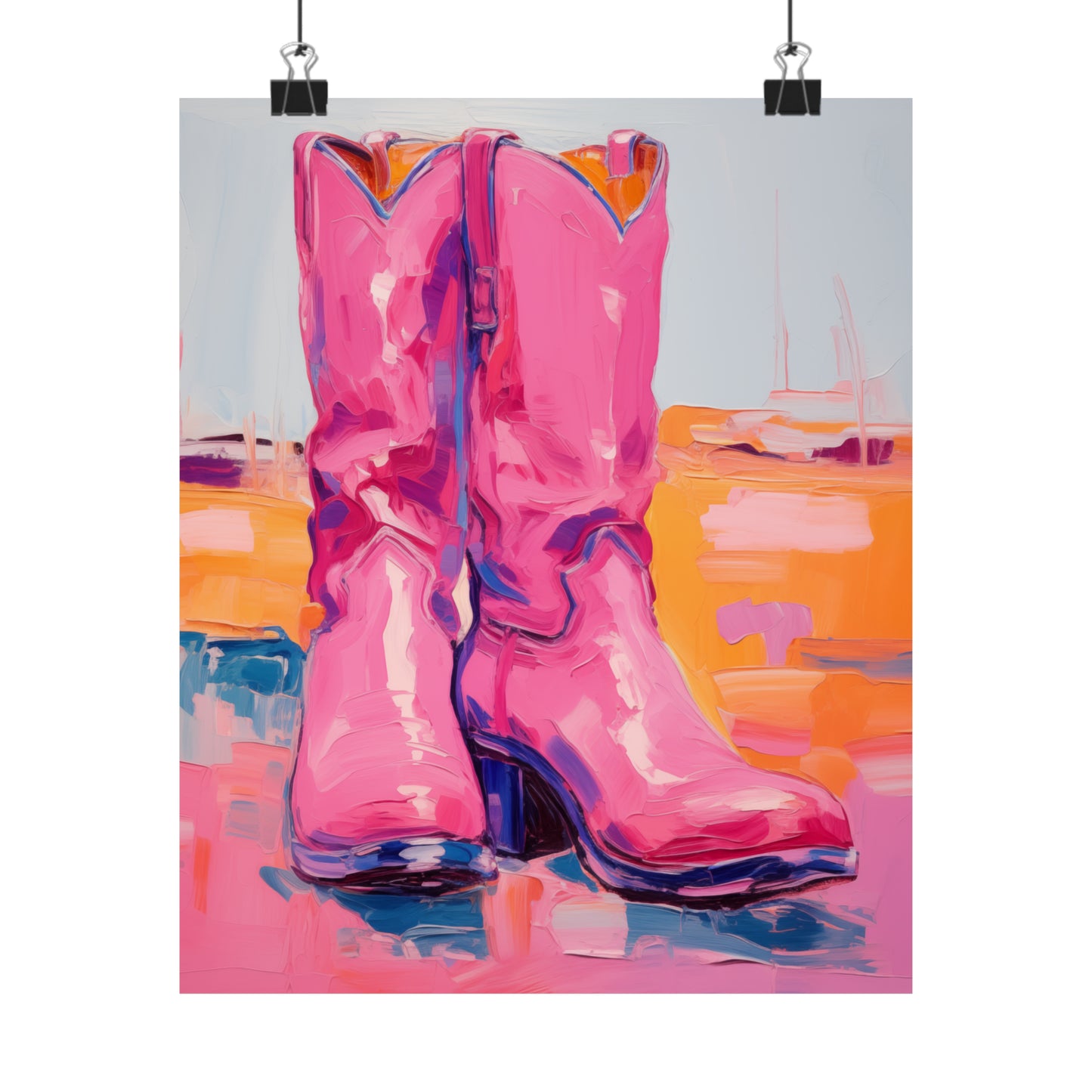 Bohemian Bliss: Hot Pink Cowgirl Boots | Poster