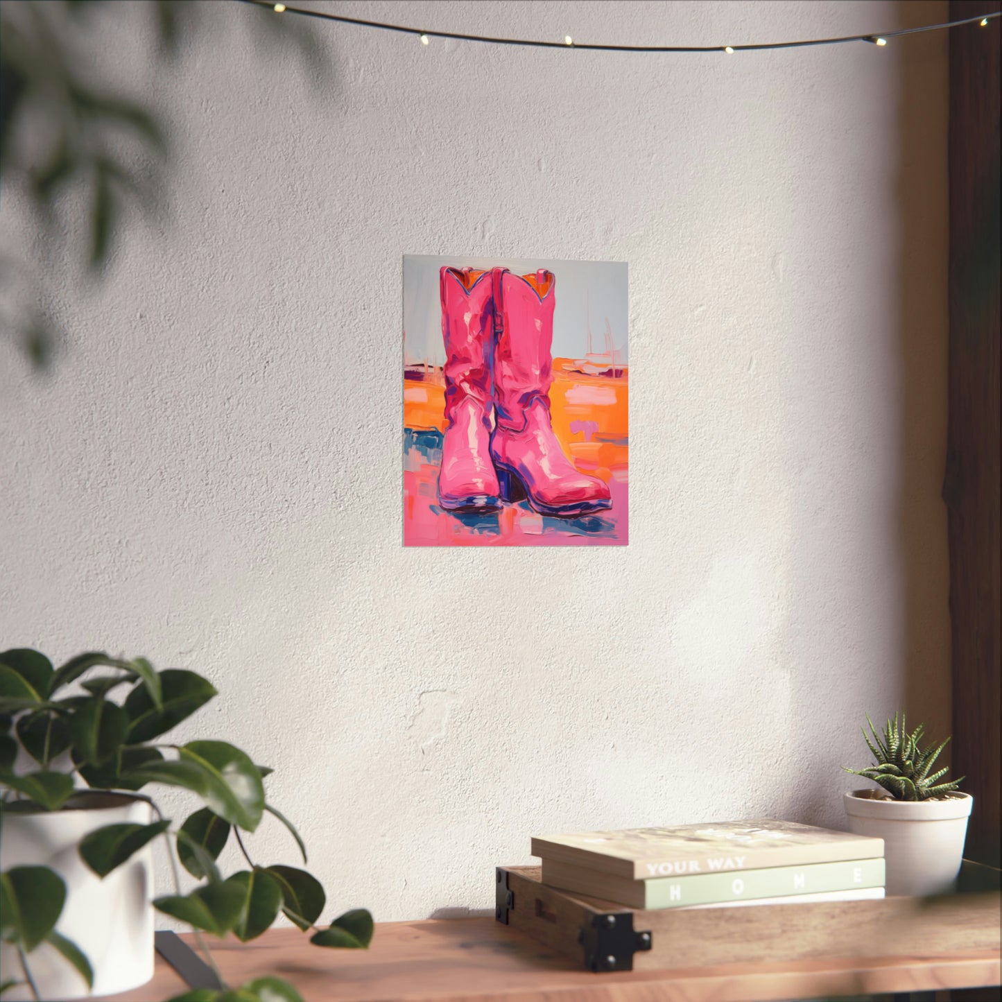 Bohemian Bliss: Hot Pink Cowgirl Boots | Poster