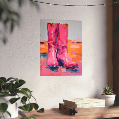 Bohemian Bliss: Hot Pink Cowgirl Boots | Poster